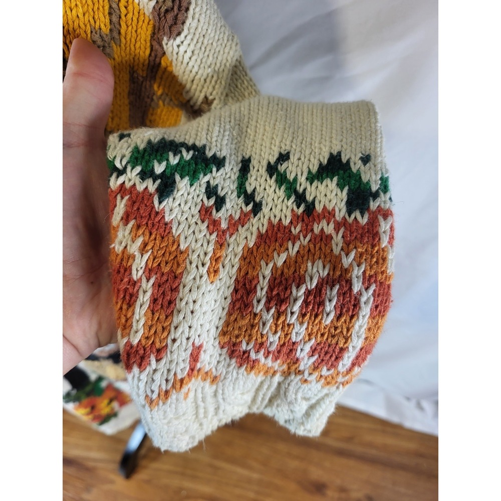 Vtge Crystal Kobe Size Large Halloween Fall Scarecrow Owl Csrdigan Sweater - Picture 4 of 7